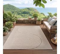 HomebyHome Alfombra Exterior Beige 120x170 cm Resistente a la Intemperie UV Fácil de Limpiar Diseño Escandinavo Boho para Cocina Balcón Terraza Jardín