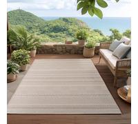 HomebyHome Alfombra Exterior Beige 140x200 cm Resistente a la Intemperie UV Fácil de Limpiar Diseño Escandinavo Boho para Cocina Balcón Terraza Jardín Salón