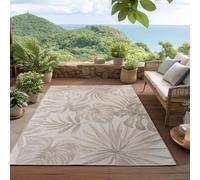 HomebyHome Alfombra Exterior Beige 280x370 cm Resistente a la Intemperie UV Fácil de Limpiar Diseño Hojas de Palma para Balcón Terraza Jardín Salón