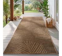HomebyHome Alfombra Exterior Pasillo 80x250 cm Resistente a la Intemperie Fácil Cuidado Aspecto Yute Natural Diseño Palmeras para Entrada Cocina Terraza Balcón