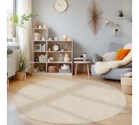 HomebyHome Alfombra Redonda 200 cm Beige, Lisa y Suave, Bouclé Moderno para Salón o Comedor, Accesorio Decorativo Fácil de Cuidar