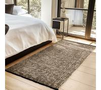 HomebyHome, Alfombra Runner Algodón Chenille Marrón 80x150 cm Lavable, Estilo Boho, Vintage Kelim, Pelo Corto, Antideslizante, Suave, Monocromático Mélange, para Cocina, Dormitorio y Pasillo