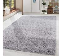 HomebyHome Alfombra Shaggy Gris Claro de Pelo Largo 240x340 cm Extra Grande Moderna Lisa para Espacios amplios