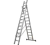 Homelux 825031 Escalera Aluminio Triple, 3.5 + 3.5 + 3.5 m, 3 x 13 Peldaños, 22.2 kg