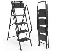 Homelux Escalera de 4 Peldaños Anchos con Pasamanos Plegable