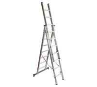 Homelux Escalera Triple Profesional de Aluminio 3x19 Peldaños Extensible Multiposición