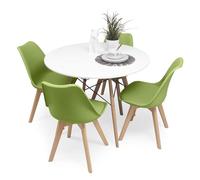 Homely - Conjunto de Comedor Tower 100 Day Mesa Redonda de 100 cm y 4 sillas Day (Verde Claro)