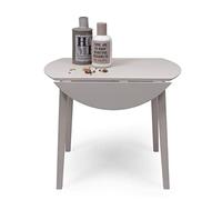 Homely | Mesa de Comedor o Cocina Extensible Redonda Dallas | Mesa Auxiliar | Diseño Sencillo y Moderno | Tres Tamaños Adaptables | Madera Lacada Color Gris | 90 cm de Diámetro 17,5/55/17,5 cm