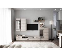 Homely® - Mueble de Salón Modular Italy | Conjunto 4 Muebles | Muebles Salón Completo | Mueble para Televisión + Mueble Bajo + Mueble Alto + Estantería Alta | Color Cashmere Beige Mate