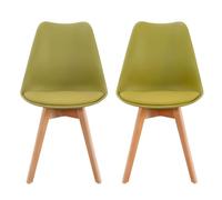 Homely® Pack 2 Sillas Nórdica de Comedor Day Colores 2027 | Diseño NÓRDICO ESCANDINAVO | Sillas de Cocina, Comedor, Dormitorio o Estudio de Polipropileno | Patas Haya Refuerzo metál | Verde Oliva