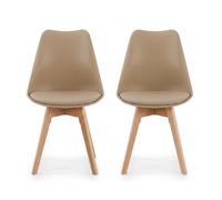 Homely® Pack 2 Sillas Nórdica de Comedor Day Colores 2027 | Diseño NÓRDICO ESCANDINAVO | Sillas de Cocina, Comedor, Dormitorio o Estudio de Polipropileno | Patas Haya Refuerzo metál | Beige Arena