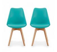 Homely® Pack 2 Sillas Nórdica de Comedor Day Colores 2027 | Diseño NÓRDICO ESCANDINAVO | Sillas de Cocina, Comedor, Dormitorio o Estudio de Polipropileno | Patas Haya Refuerzo metál | Azul Lagoon