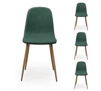 Homely® | Pack 4 sillas tapizadas Cairo TX para Comedor | Versatil y Funcional | Patas Metal Color Madera | Diseño cómodo y ergonómico. Ideal Comedor, Escritorio, reunión | Verde Botella