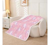 Homemissing Kawaii - Manta de felpa Sherpa rosa de unicornio para niños y niñas, estilo princesa de dibujos animados para cama, sofá, silla, dormitorio, decoración tamaño Queen, 90 x 90 pulgadas