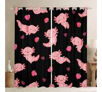 Homemissing Lindas cortinas opacas de ajolote con dibujos animados de salamandra, cortinas opacas para oscurecer ventanas Kawaii, fresa, océano, SeaLife, 2 paneles de 46 pulgadas de ancho x 54