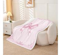 Homemissing Manta con lazo rosa, coqueta, lazo, forro polar suave, acogedora, acogedora, cálida, bonita, cinta mullida, lazo de felpa para niñas, lazo individual de 50 x 60 pulgadas para cama, sofá