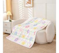 Homemissing Manta con patrón de flores de flores, a cuadros, forro polar suave, acogedora, mullida, cálida, cuadrícula, a cuadros, con estampado botánico, floral, tamaño Queen, 90 x 90 pulgadas, para