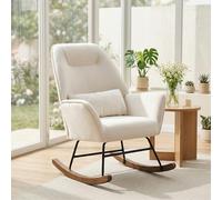HomeMiYN La Silla Mecedora de Terciopelo con Estructura metálica y Base de Madera, sillón de Tela Moderno y cómodo, Adecuado para Dormitorio, habitación Infantil, balcón y áreas de Descanso