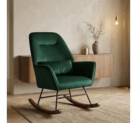 HomeMiYN La Silla Mecedora de Terciopelo con Estructura metálica y Base de Madera, sillón de Tela Moderno y cómodo, Adecuado para Dormitorio, habitación Infantil, balcón y áreas de Descanso