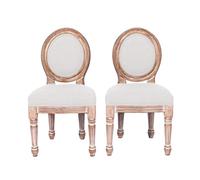 HomeMiYN Set 2 Sillas para Niño de Madera con Asiento Acolchado Beige | Sillas Infantiles de Escritorio Vintage Francés, Silla Medallón con Respaldo Ovalado Ergonómico