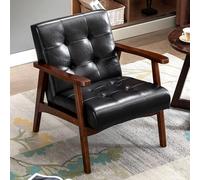 HomeMiYN Silla Sillón de Cuero Moderna Silla Butaca de Ocio Individual Sillones de Estilo nórdico,Sillón para Lectura de Diseño Vintage Silla Relax de Lectura para Salón/Dormitorio