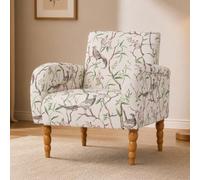 HomeMiYN Sillón Vintage Floral Tapizado con Patas de Madera Maciza