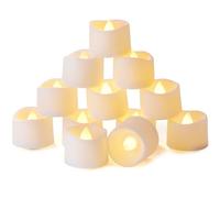 Homemory - Juego de 12 velas de té con temporizador, velitas LED con temporizador y llama parpadeante, funcionan con pilas