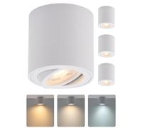 HOMEOW LED Foco de Techo Interior Recibidor Blanco Orientable, Focos Superficie Exterior Regulable Cilindro Aluminio IP44, Aplique Techo Ceiling Bathroom 5.5W 230V 550LM