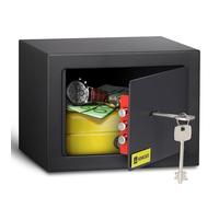 HomeSafe HV15K Caja Fuerte con Llave - 15x20x17cm (HxAxP) - Para Seguridad en el Hogar, Almacenaje, Pequeña para Ahorros, Joyas o Dinero en Efectivo
