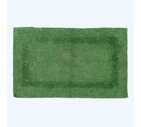 Homescapes Alfombra de Baño Premium verde, alfombrilla de baño 50x80 cm, alfombra de baño de algodón con diseño reversible