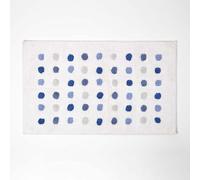 HOMESCAPES Alfombrilla de baño de algodón azul y blanco con diseño de lunares, superabsorbente, 50 x 80 cm