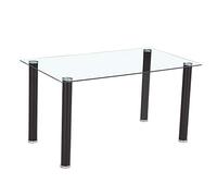 HomeSouth duehome Mesa de Comedor Negra, Mesa de Cristal para Cocina, Medidas Mesa Moderna salón: 140 cm Largo x 80 cm Ancho x 75 cm Alto