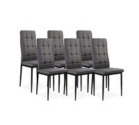 HomeSouth Pack 6 Sillas de Comedor, Silla de Salón o Cocina, Acabado en Tejido Color Gris, Modelo Zuni, Medidas: 41 cm Ancho x 48 cm Largo x 96 cm Alto