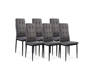 HomeSouth Pack 6 Sillas de Comedor, Silla de Salón o Cocina, Acabado en Tejido Color Gris, Modelo Zuni, Medidas: 41 cm Ancho x 48 cm Largo x 96 cm Alto