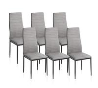 Due-Home Pack 6 sillas de comedor Yuri – tapizado gris oscuro, patas negras