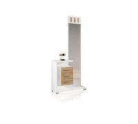 Due-Home Mueble de recibidor Prisma Cambria con espejo y 3 cajones Blanco