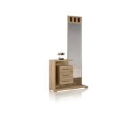 Due-Home Mueble de recibidor Prisma Cambria con espejo y 3 cajones 85×27,9×185 cm