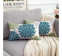 HomeStilez Fundas de Cojín 30x50cm,Funda de Almohada Verde y Gris Verde Azulado Cojines Sofá Fundas de Cojín de Lino con Estampado Funda de Cojín Decorativa para Salón Jardín Salón Cama Silla