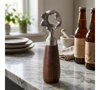 HomeVortex Abrebotellas manual con mango de madera marrón, sacacorchos de vino de acero inoxidable de 14 cm para cocina y bar, diseño ergonómico para abrir sin esfuerzo botellas de vino y agua
