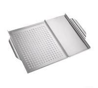 HomeVortex Bandeja cuadrada de acero inoxidable de 45 x 30 cm para cocinar | Acero inoxidable, resistente a la corrosión, área de cocción de 45 x 30 cm, ideal para asar carnes y verduras