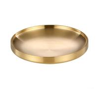 HomeVortex Bandeja redonda de acero inoxidable dorado, plato aislado de doble capa con base antideslizante, acabado cepillado para frutas de postre de fiesta (17 cm)
