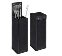 HomeVortex Bolsa de almacenamiento para herramientas de barbacoa 600D, impermeable, organizador colgante para accesorios de parrilla, funda de transporte resistente al aire libre, 16 x 16 x 51 cm