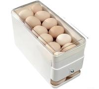 HomeVortex Contenedor de almacenamiento de huevos rodantes, organizador de refrigerador deslizante de 30 capacidades con tapa desmontable para ahorrar espacio, bandeja de plástico apilable