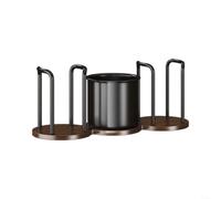 HomeVortex Dispensador y organizador de tazas negro resistente hecho de acero al carbono con almacenamiento central para condimentos, ideal para mostrador del hogar, oficina o cafetería