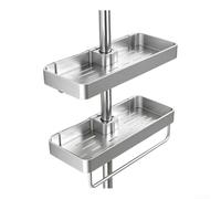 HomeVortex Estante de baño de aluminio inoxidable de 27 cm, color negro | Sin herramientas, montaje de tubo seguro, no necesita adhesivos, se adapta a tubos de 22 a 25 mm, configuración rápida
