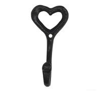 HomeVortex Ganchos de hierro negro con forma de corazón para colgar en la pared, ganchos de doble punta para toallas, llaves, 12 cm, hierro fundido, decoración de baño, cocina, dormitorio (paquete de