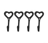 HomeVortex Ganchos de hierro negro con forma de corazón para colgar en la pared, ganchos de doble punta para toallas, llaves, 12 cm, hierro fundido, decoración de baño, cocina, dormitorio (paquete de