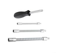 HomeVortex Juego de 4 barras de extensión de enchufe flexible, con mango de trinquete, 1/4 3/8 1/2 unidad de ángulo variable, extensor de oscilación, para espacios estrechos, kit de herramientas