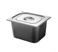 HomeVortex Juego de recipientes Gastronorm de acero inoxidable con tapas, cuenco rectangular apilable para verduras para marinar, almacenamiento de porciones, resistente a la corrosión, apto para