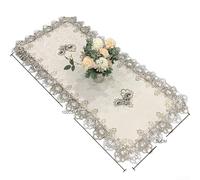 HomeVortex Mantel rectangular de encaje de estilo europeo para café, escritorio, aparador, elegante, hueco, tallado, decoración, arena camello (50 x 100 cm)